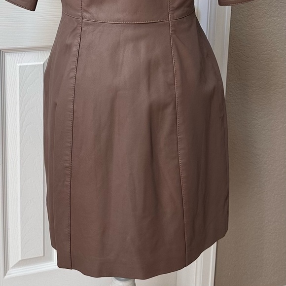 Elegant Brown Leather Women's Dress - Picture 9 of 14